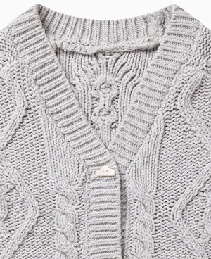 Cotton Cable Knit Cardigan - Slate Grey