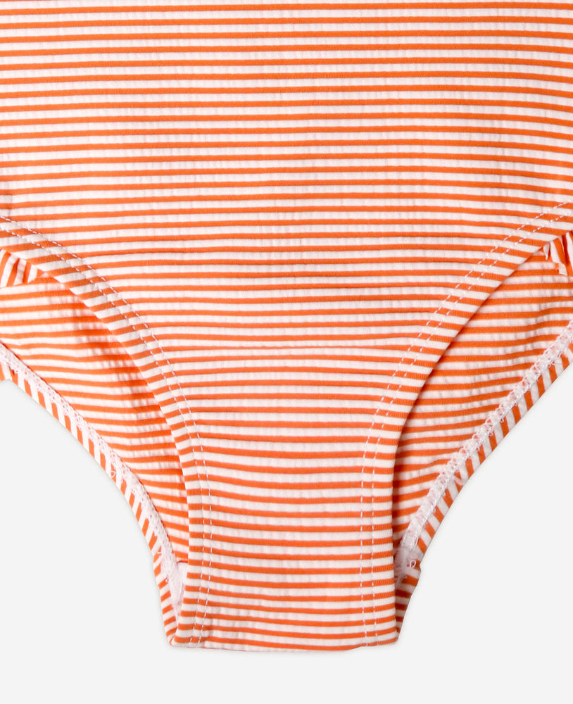 Ruffled Swim Suit - Ginger Stripe