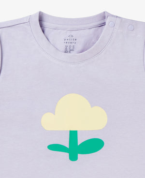 Cotton Short Sleeve Graphic Tee - Lilac Flower