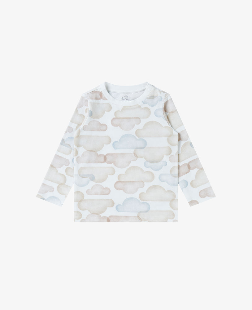 Quick Dry Cotton Long Sleeve Tee - Sunset Clouds