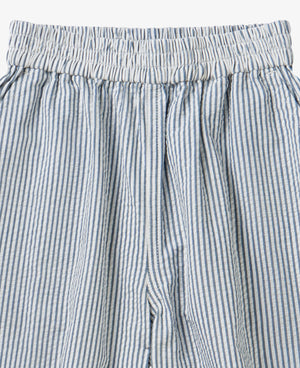 Seersucker Cotton Balloon Pants - Seabreeze Stripe