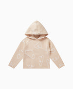 Cotton Jacquard Knit Hooded Sweater - Dune