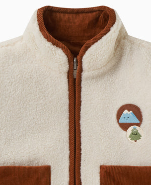 
            
                Load image into Gallery viewer, Recycled Fleece &amp;amp; Corduroy Reversible Jacket - Cloud
            
        