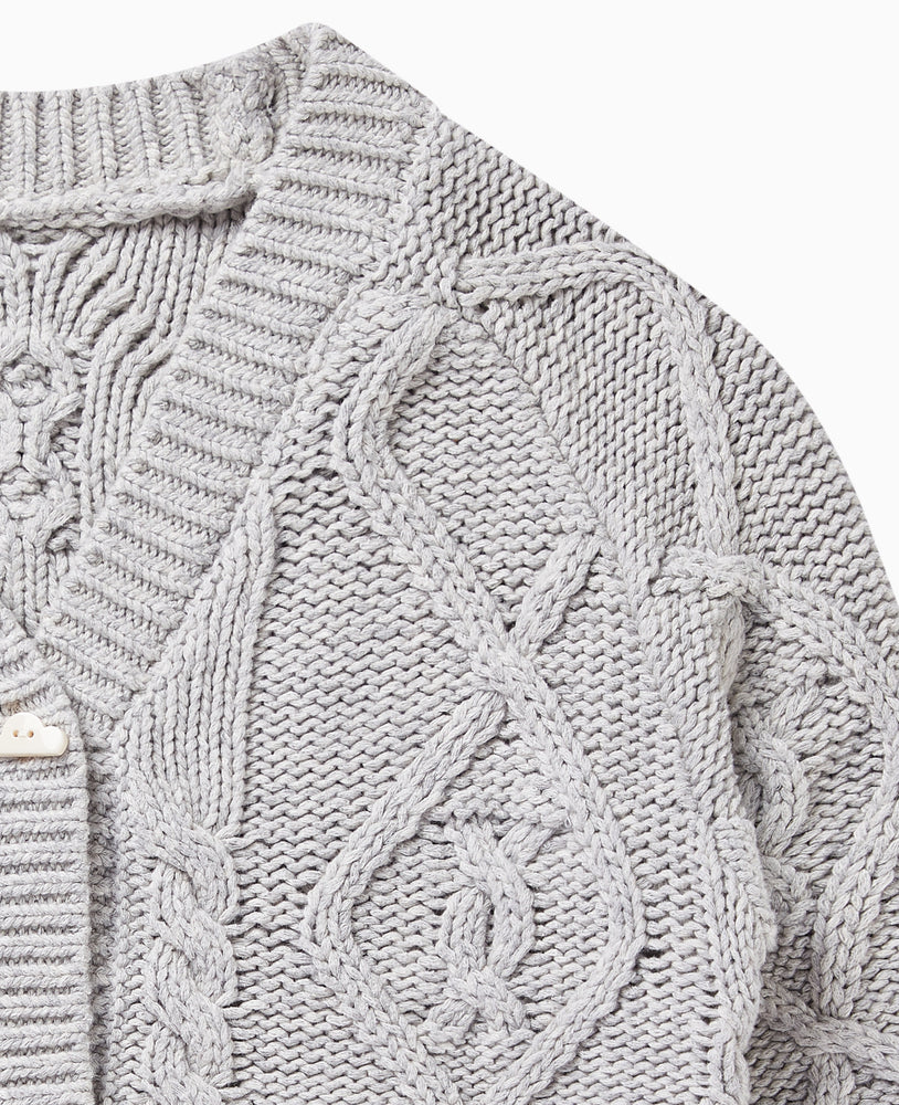 
            
                Load image into Gallery viewer, Cotton Cable Knit Cardigan - Slate Grey
            
        