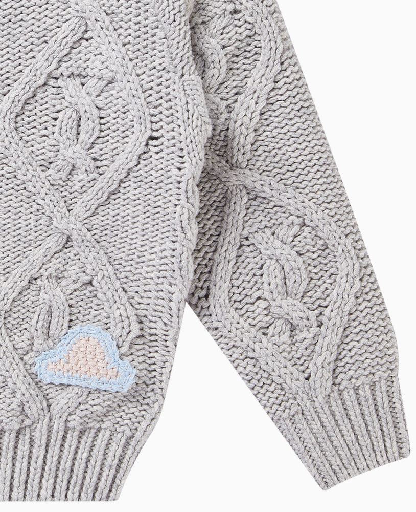 
            
                Load image into Gallery viewer, Cotton Cable Knit Cardigan - Slate Grey
            
        