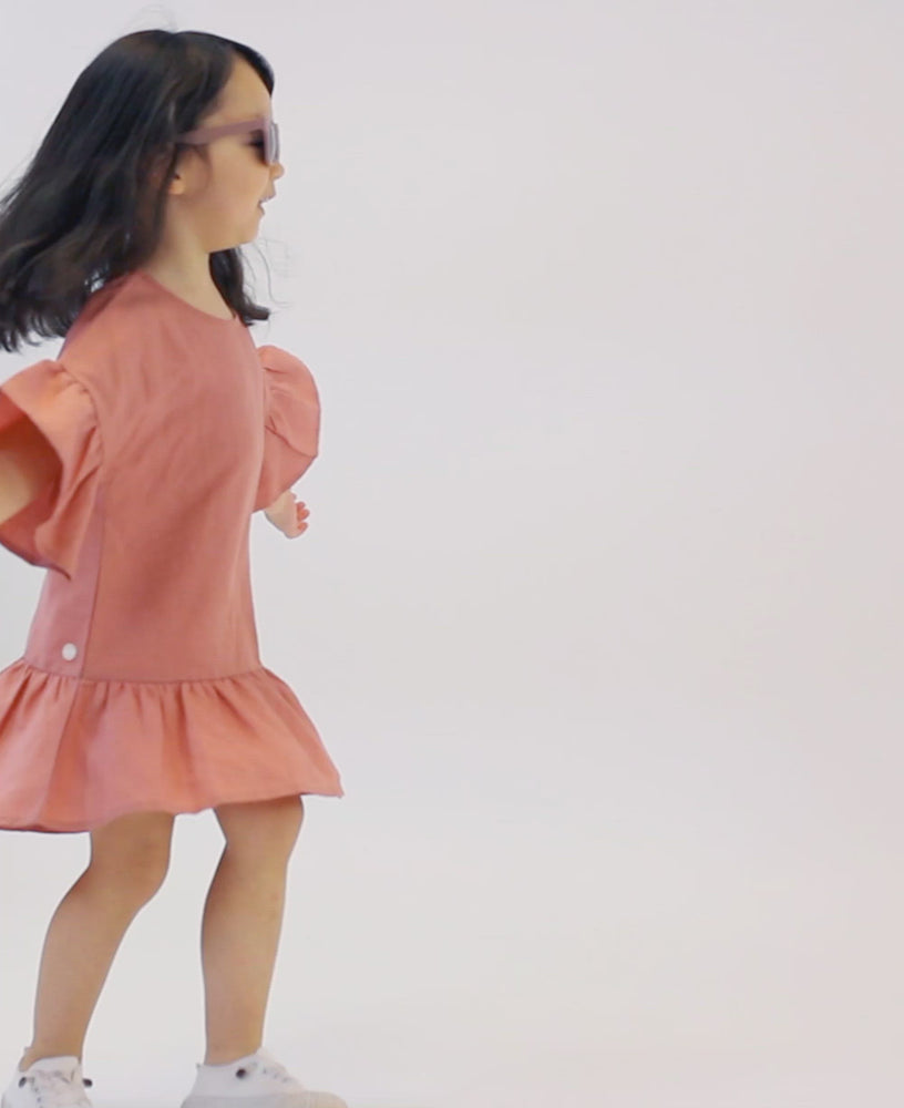 
            
                Load and play video in Gallery viewer, Cotton Linen Ruffled Dress - Coral Pink
            
        