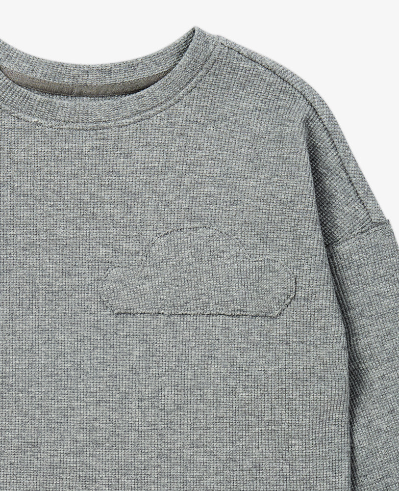 
            
                Load image into Gallery viewer, Raw Edge Waffle Knit Long Sleeve Top - Stone
            
        