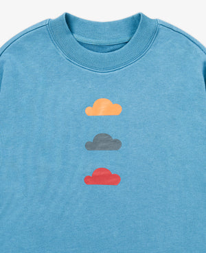 Trio Clouds Long Sleeve Top - Mineral Blue