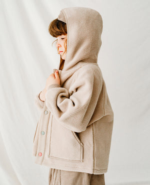 
            
                Load image into Gallery viewer, Recycled Fleece Hooded Jacket - Oat
            
        