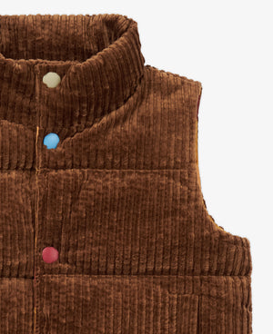 
            
                Load image into Gallery viewer, Reversible Corduroy Puffer Vest - Cocoa
            
        
