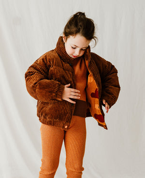 
            
                Load image into Gallery viewer, Corduroy Puffer Coat - Cocoa
            
        