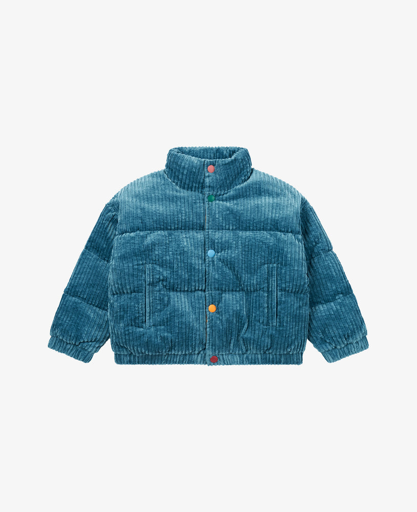 
            
                Load image into Gallery viewer, Corduroy Puffer Coat - Mineral Blue
            
        