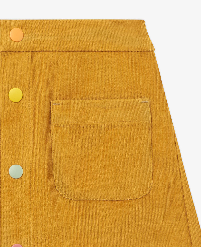 Button-Up Corduroy Skirt - Turmeric