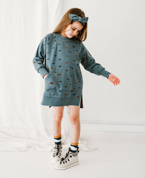 Long Sleeve Pullover Dress - Midnight Clouds