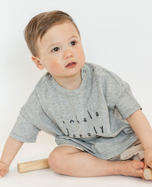 
            
                Load image into Gallery viewer, Inhale Exhale Short Sleeve Boxy Tee - Fog
            
        