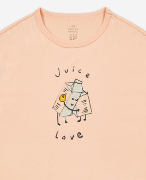 Juice Love Long Sleeve Drop Shoulder Tee - Apricot