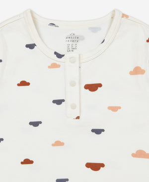 
            
                Load image into Gallery viewer, Long Sleeve Regular Henley - Summer Clouds
            
        