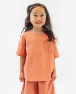 Cotton Linen Fisherman Top - Coral Pink