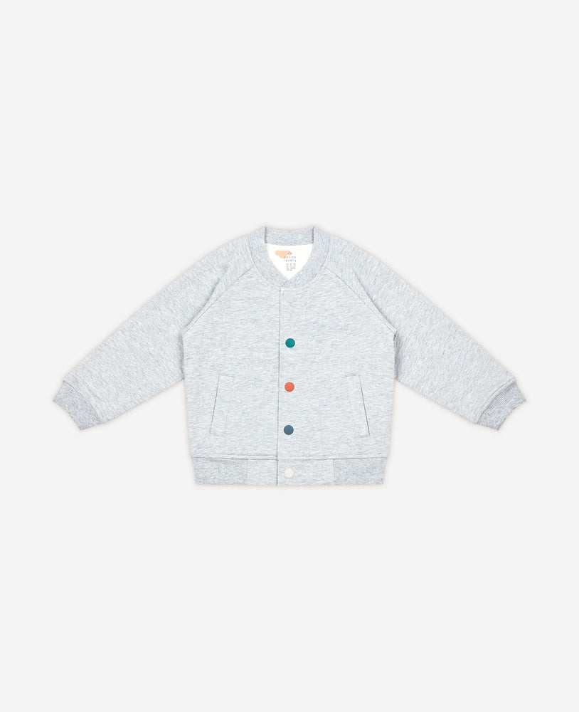 
            
                Load image into Gallery viewer, French Terry Baseball Jacket - Fog
            
        