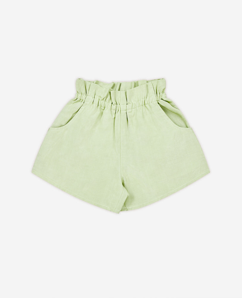 Tencel Linen Shirred Shorts - Moss