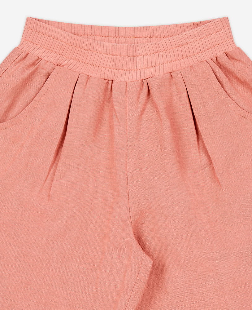 Cotton Linen Culottes - Coral Pink