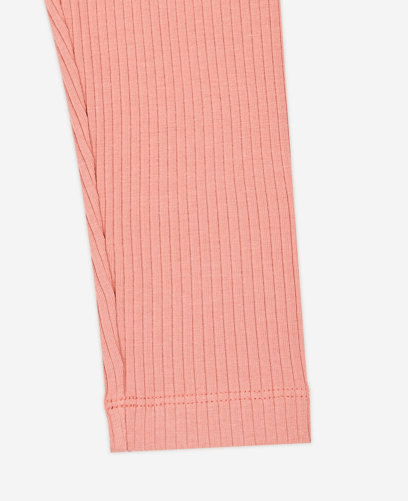 Rib Knit Leggings - Coral Pink