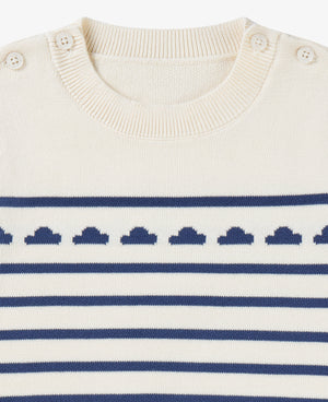 
            
                Load image into Gallery viewer, Knit Cotton Short Sleeve Top - Breton Clouds
            
        