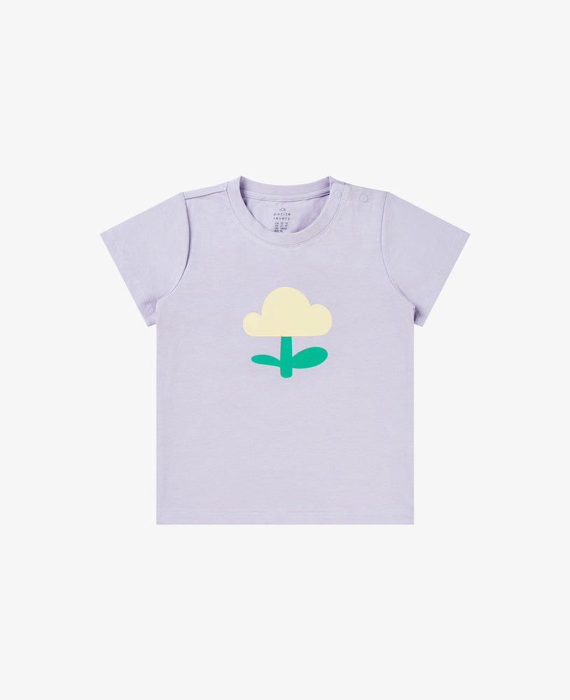 Cotton Short Sleeve Graphic Tee - Lilac Flower