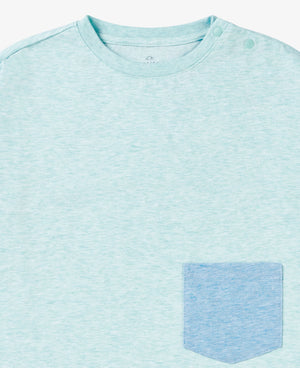 
            
                Load image into Gallery viewer, Cotton Drop Shoulder Long Sleeve Pocket Tee - Aquamarine
            
        