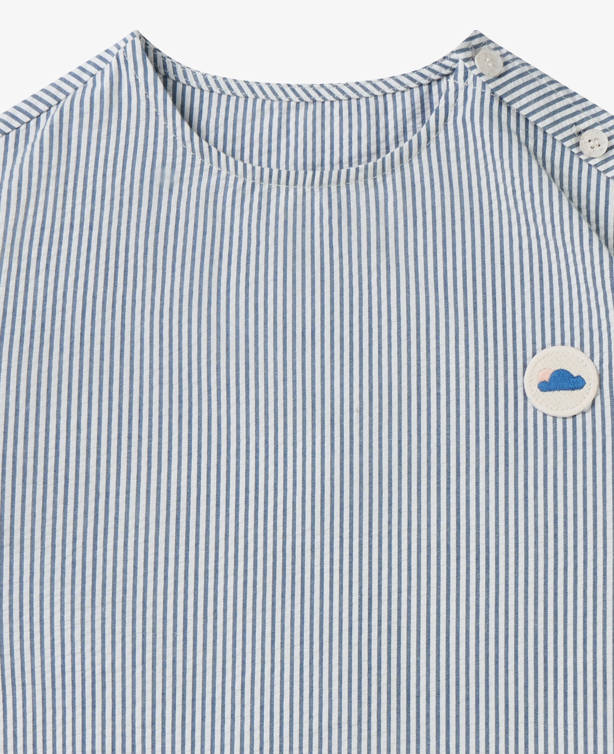Seersucker Cotton Short Sleeve Top - Seabreeze Stripe