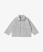 Cotton Wide Stripe Long Sleeve Shacket - Nautical Stripe