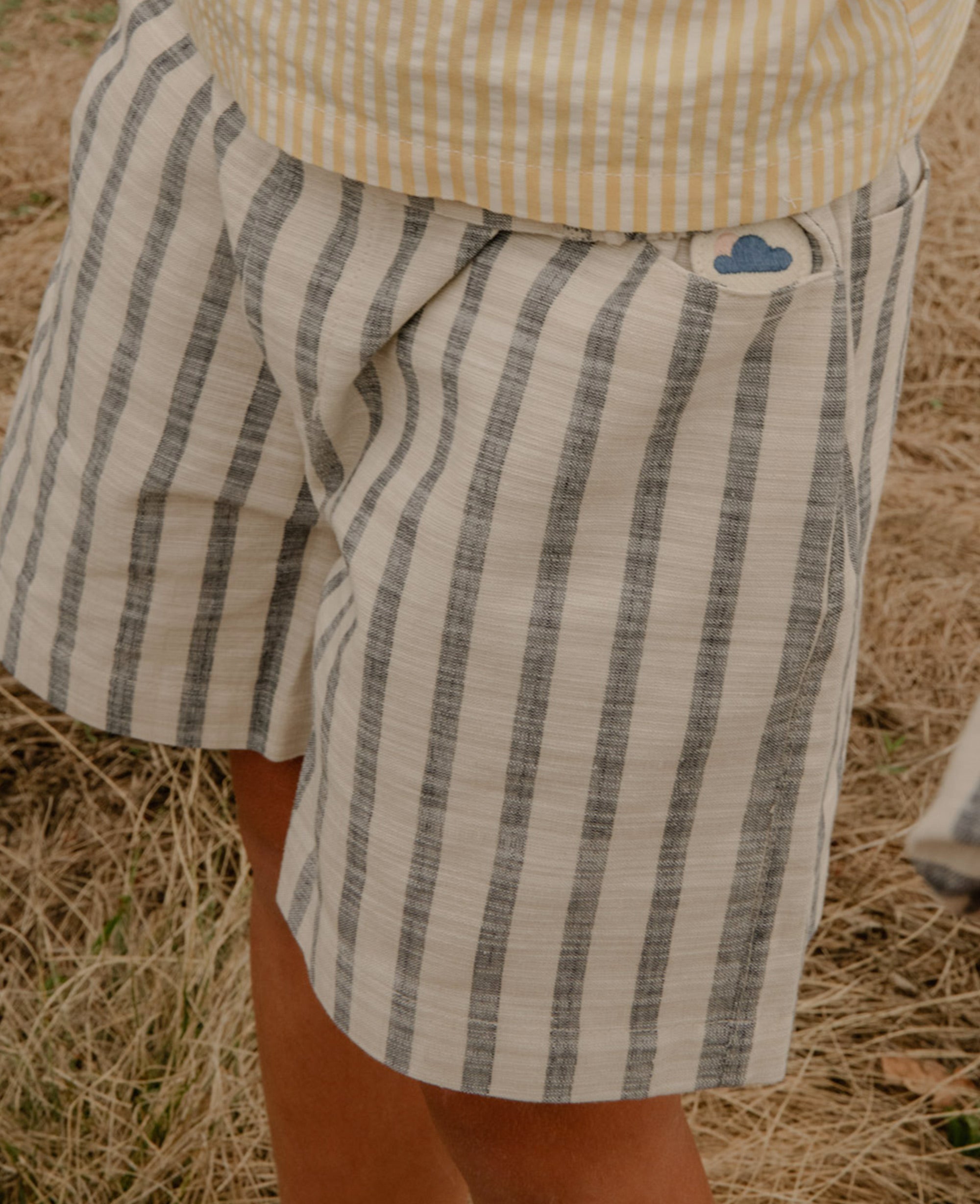 Cotton Wide Stripe Shorts - Nautical Stripe