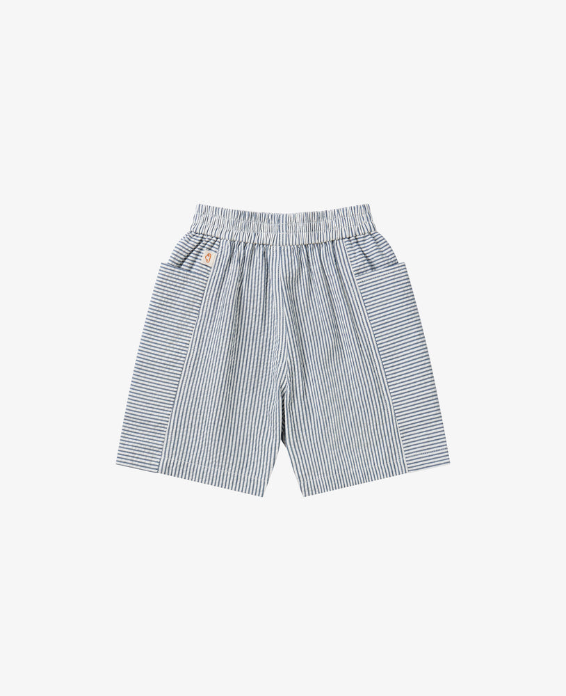 Seersucker Cotton Shorts - Seabreeze Stripe