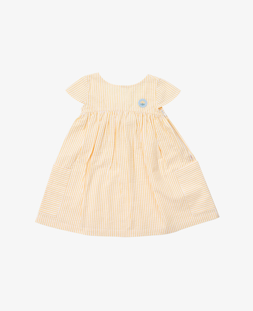 
            
                Load image into Gallery viewer, Seersucker Cotton Dress - Sunny Stripe
            
        