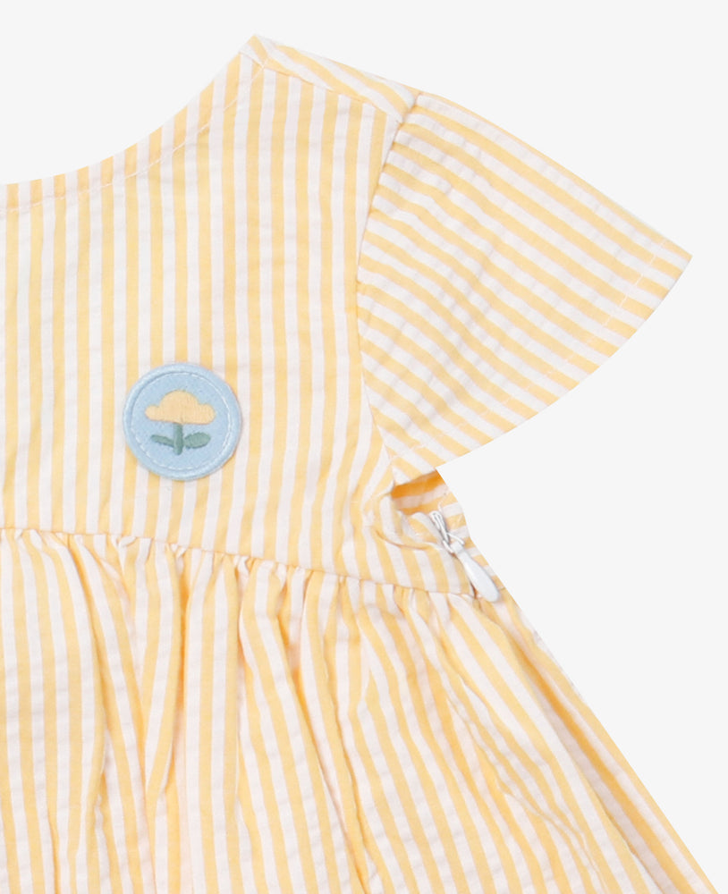 
            
                Load image into Gallery viewer, Seersucker Cotton Dress - Sunny Stripe
            
        